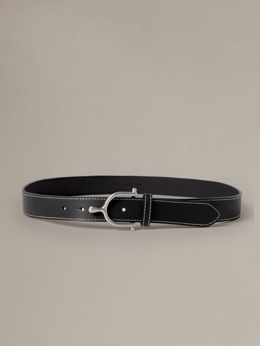J McLaughlin Leather Spur Buckle Belt - Black NEW